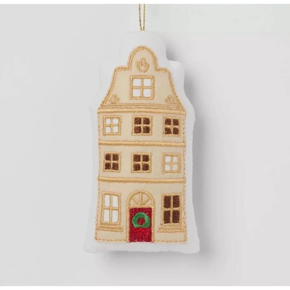 Target Fabric House with Red Door Christmas Tree Ornament Cream Wondershop™